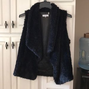 Calvin Klein black fur vest
